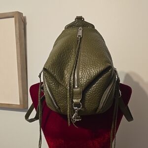 "NEW" Without Tags Rebecca Mintoff Olive Green 100% Genuine Leather Backpack